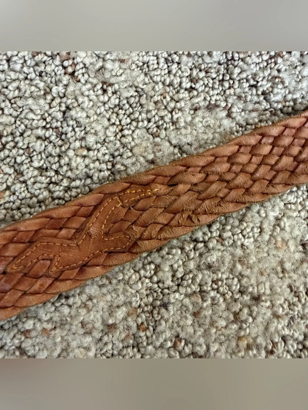 Vintage Y2K Hollister Brown Leather Braided Seagull Logo Woven Belt Size M/L